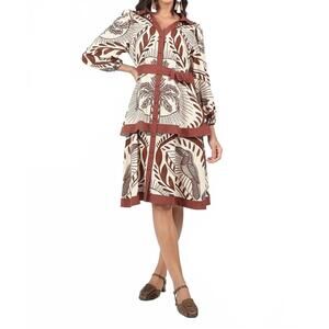 NEW AYLAYA rio midi dress in brown